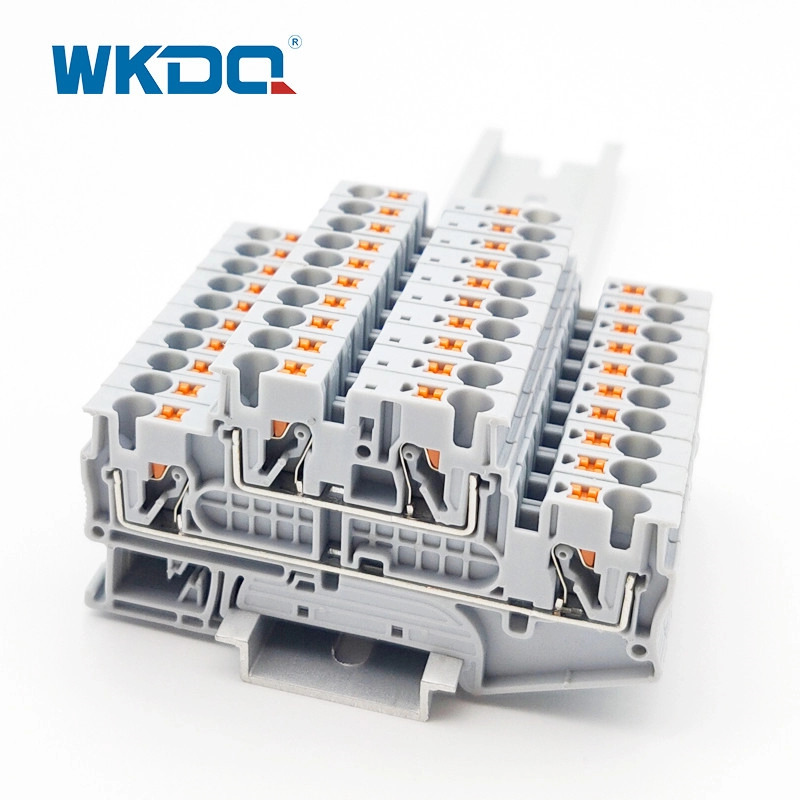 JPTTB 4 Din Rail Push In ikki darajali terminal bloki 4mm2